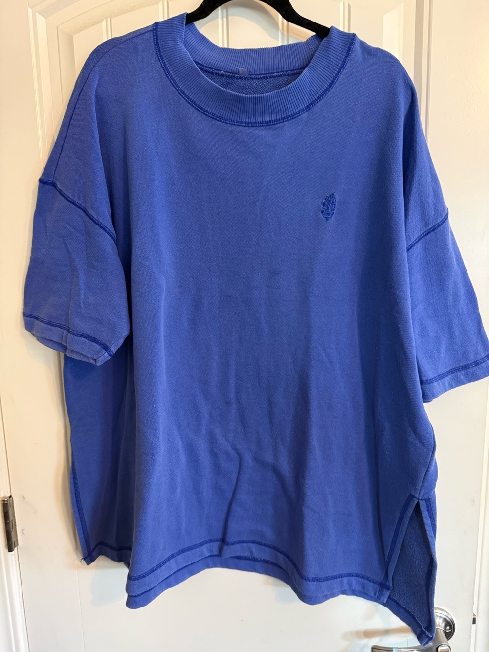 Free People Oversized Short Sleeve Sweatshirt in Royal Blue